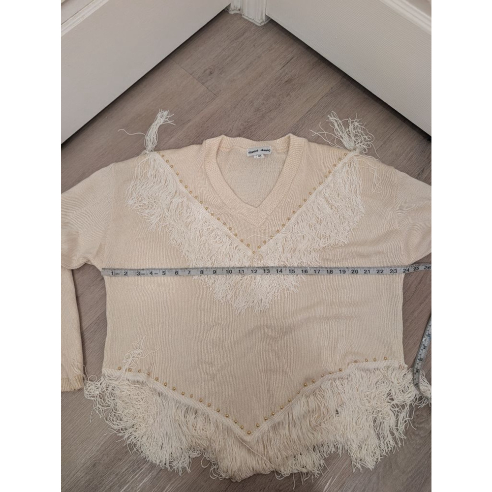 Women's Coastal Cowgirl Cream Fringe 2-piece Knit Sweater Set Western Boho - Picture 11 of 13